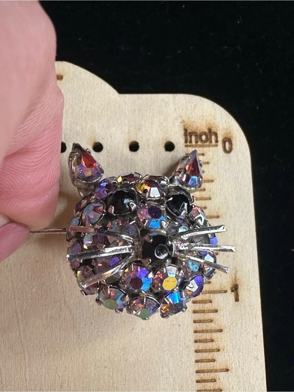 Pristine Vintage Warner Aurora Borealis Rhinestone Cat Brooch Pin 1950s-1971